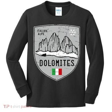 Dolomites Mountain Tre Cime Italy Emblem Kids Long Sleeve Shirt