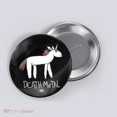 Death Metal Unicorn Rainbow Button
