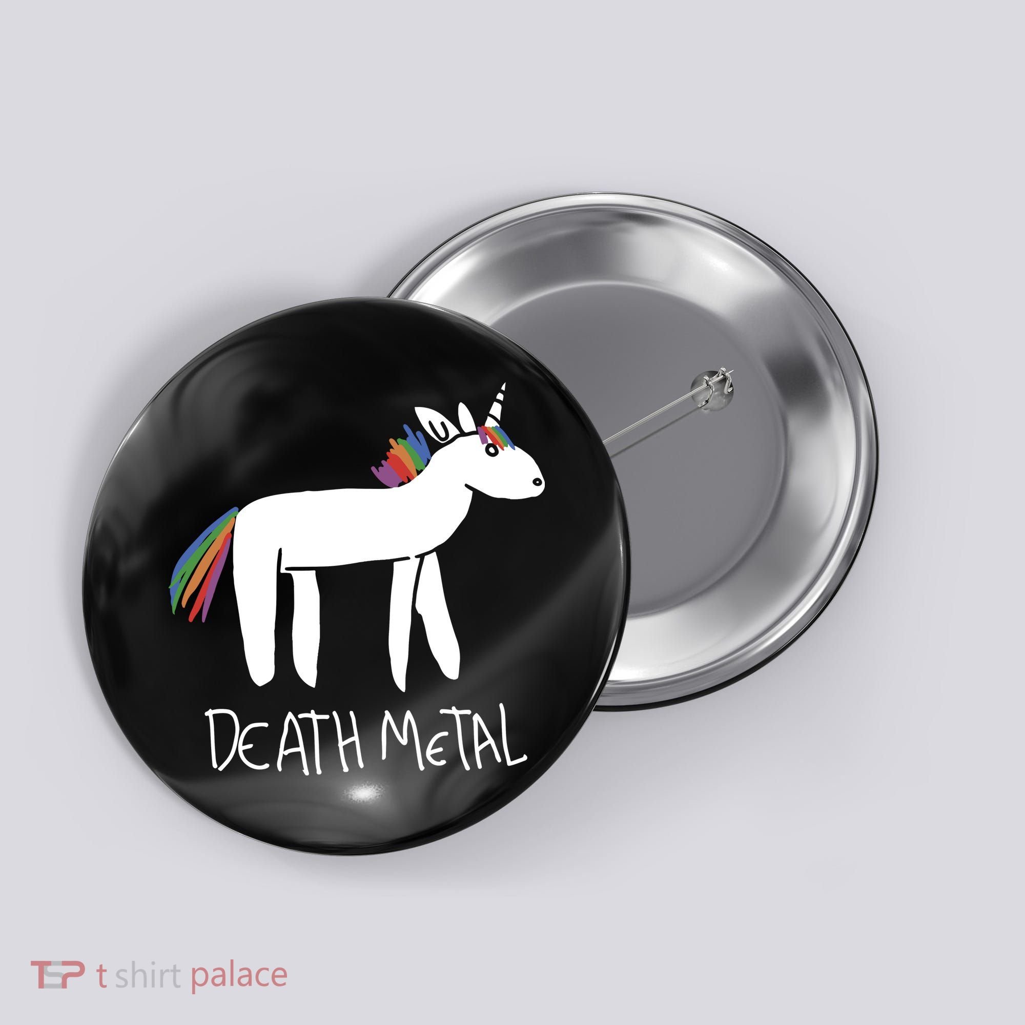 Death Metal Unicorn Rainbow Button