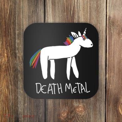Death Metal Unicorn Rainbow Coaster