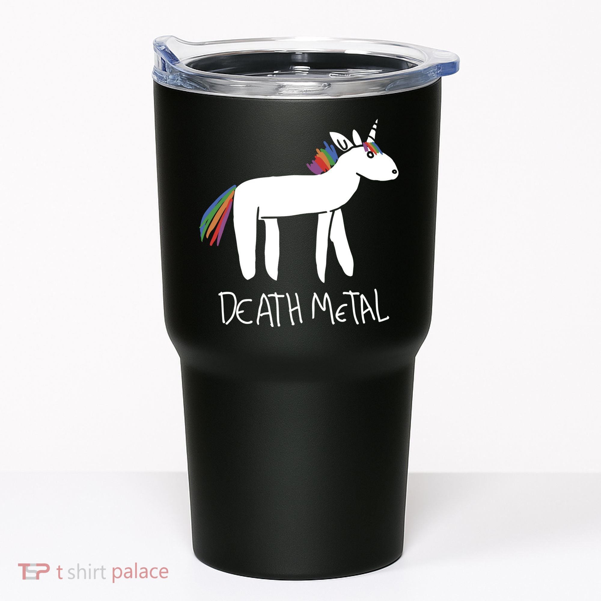Death Metal Unicorn Rainbow Tumbler