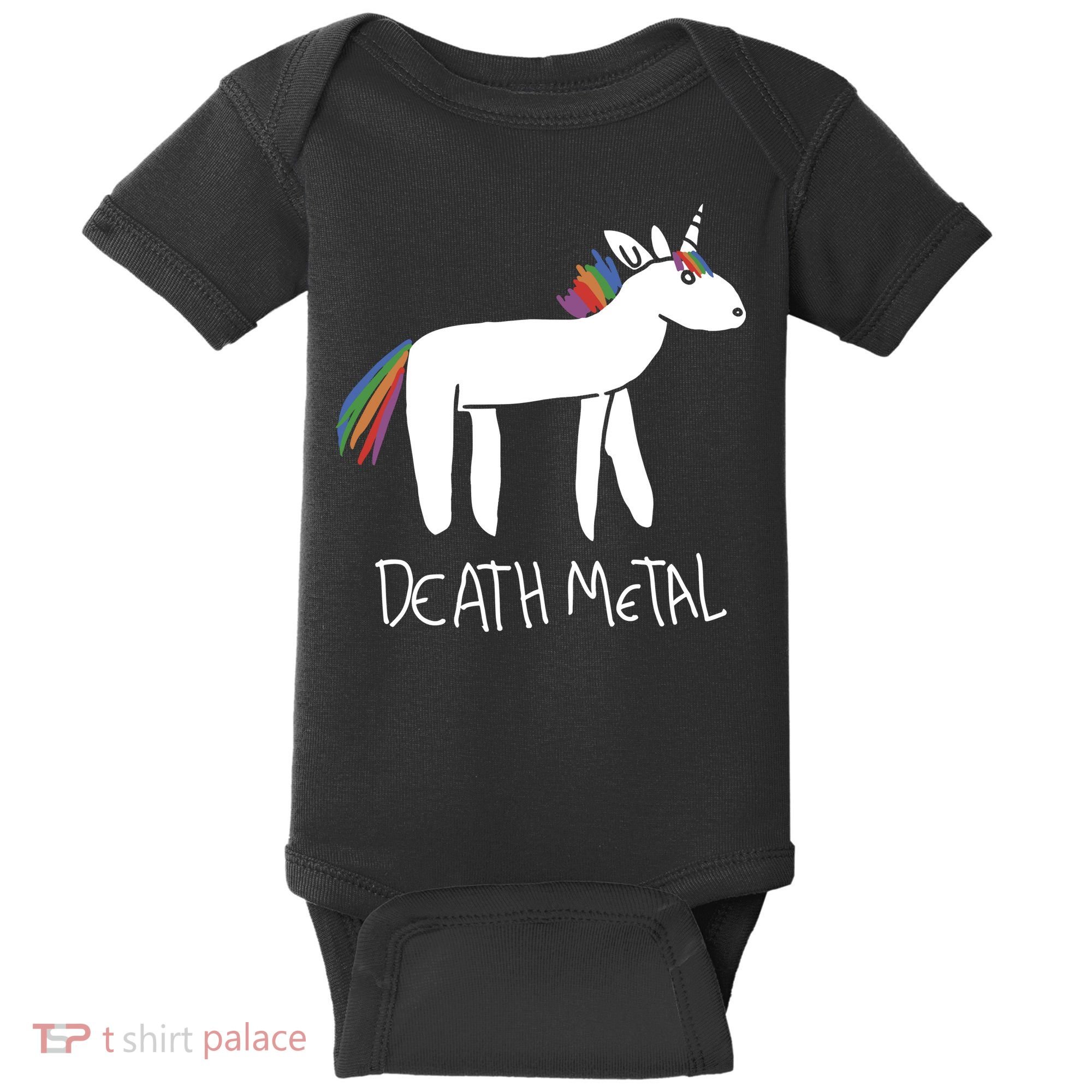 Death Metal Unicorn Rainbow Baby Bodysuit