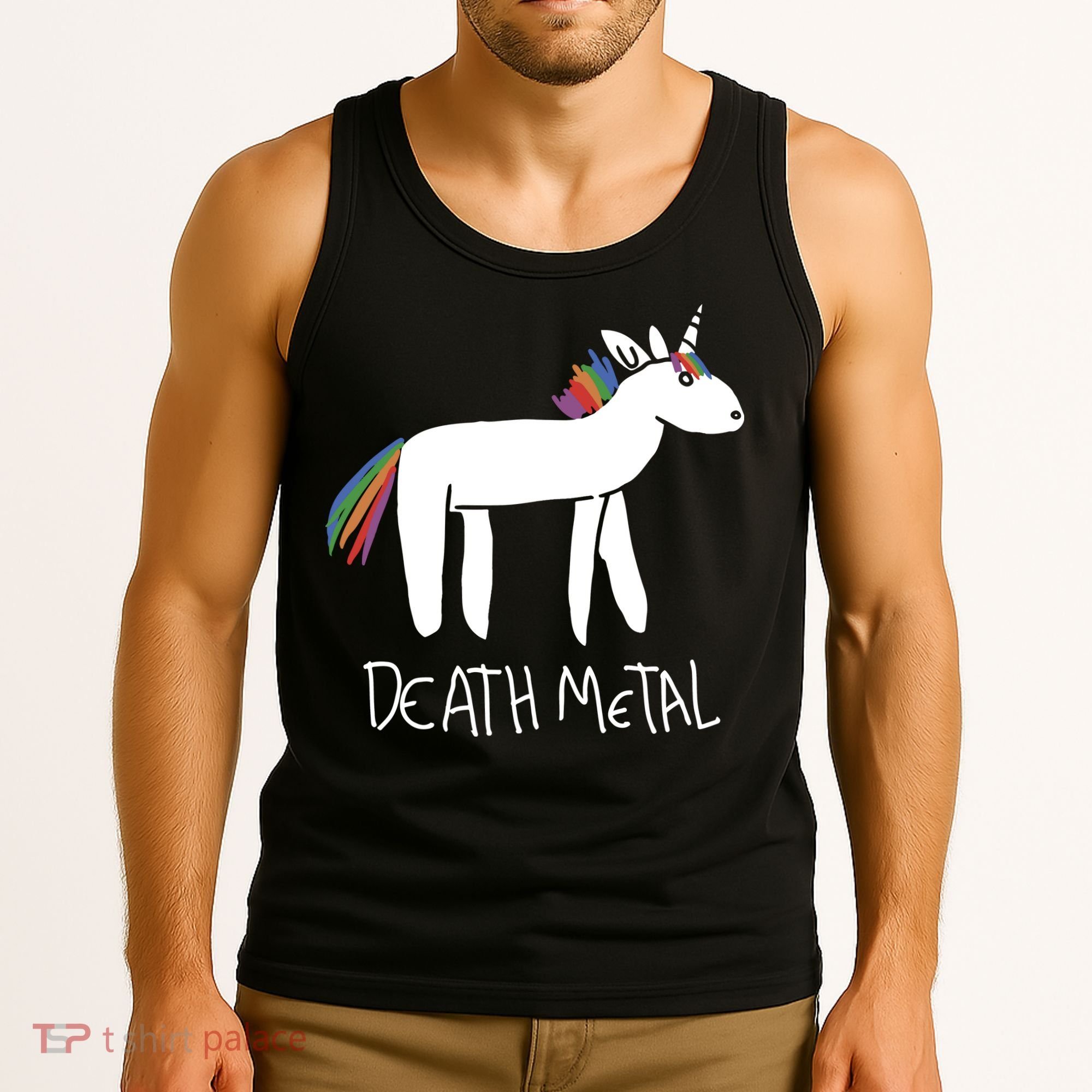 Death Metal Unicorn Rainbow Tank Top