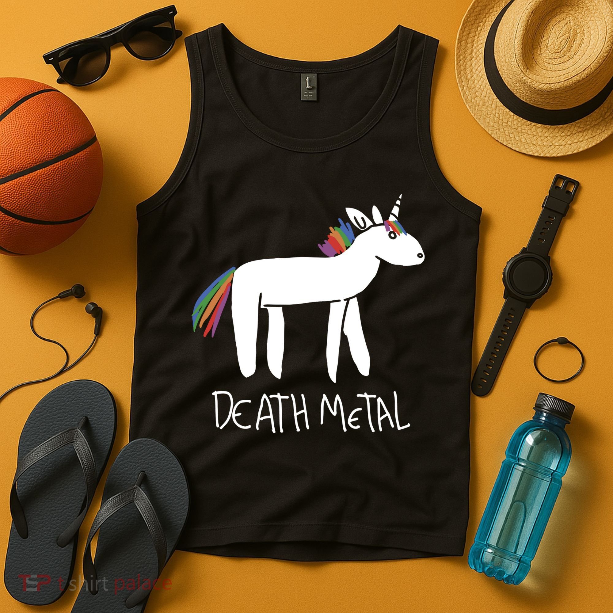 Death Metal Unicorn Rainbow Tank Top