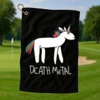 Death Metal Unicorn Rainbow Golf Towel thumb 1