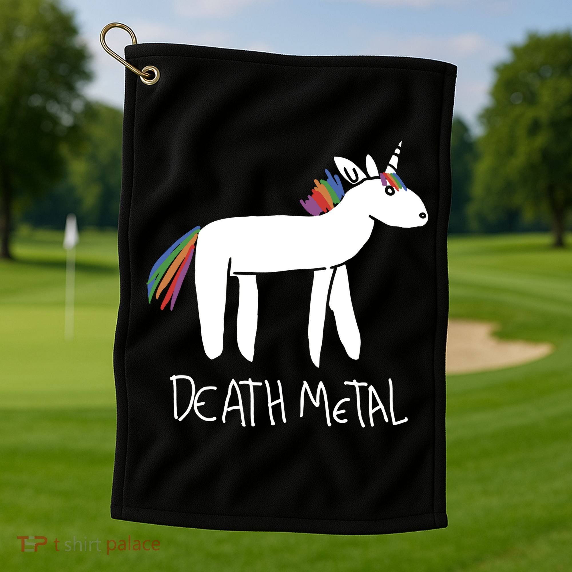 Death Metal Unicorn Rainbow Golf Towel