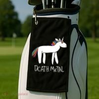 Death Metal Unicorn Rainbow Golf Towel thumb 2