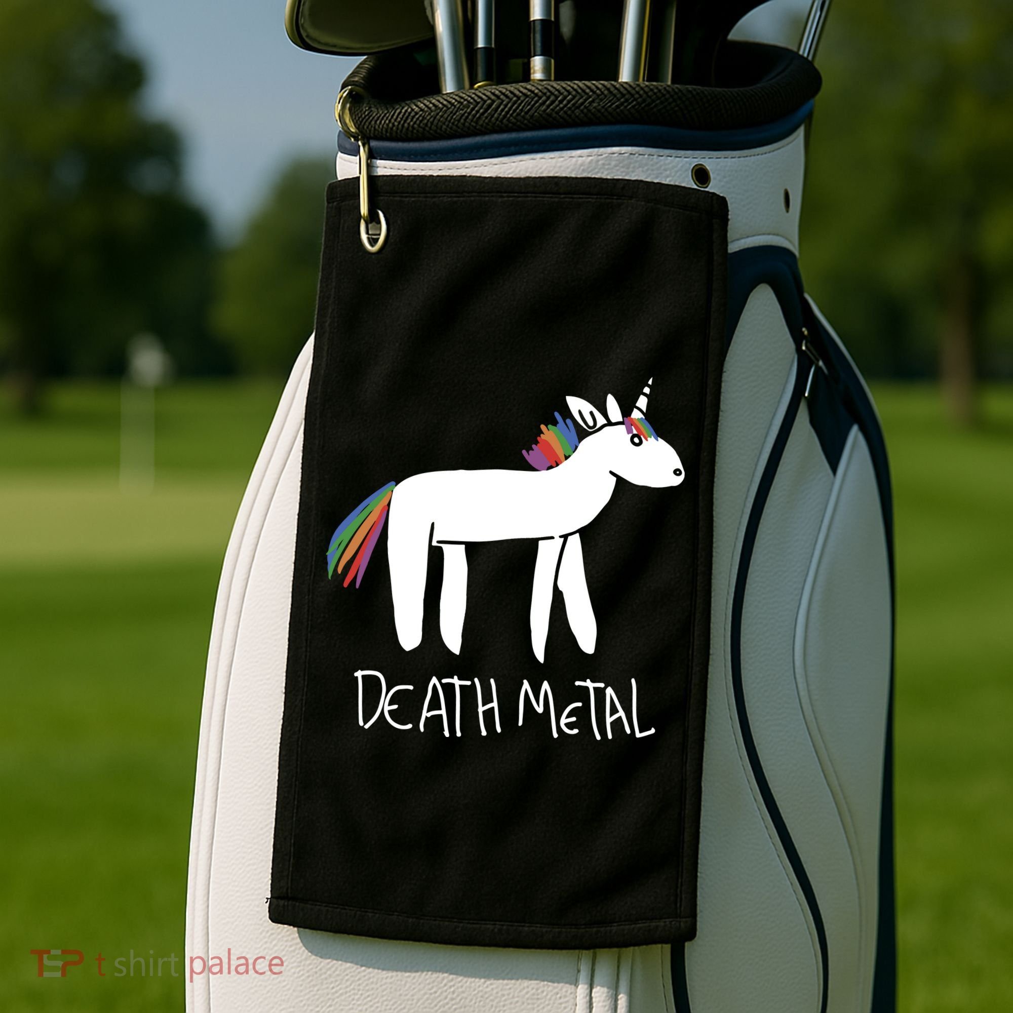 Death Metal Unicorn Rainbow Golf Towel