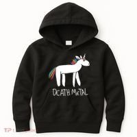 Death Metal Unicorn Rainbow Kids Hoodie thumb 0
