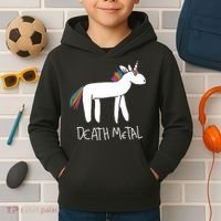 Death Metal Unicorn Rainbow Kids Hoodie thumb 2