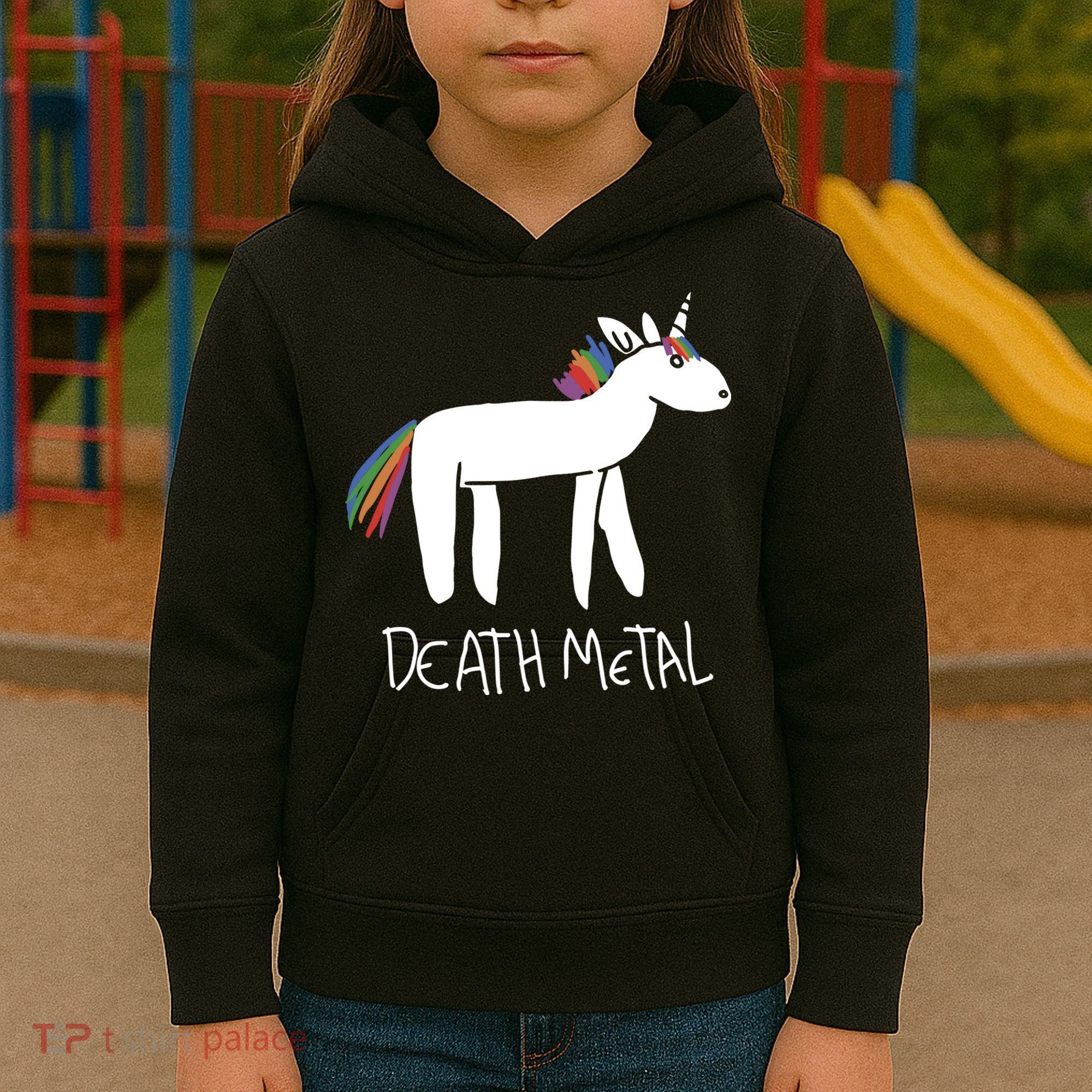 Death Metal Unicorn Rainbow Kids Hoodie