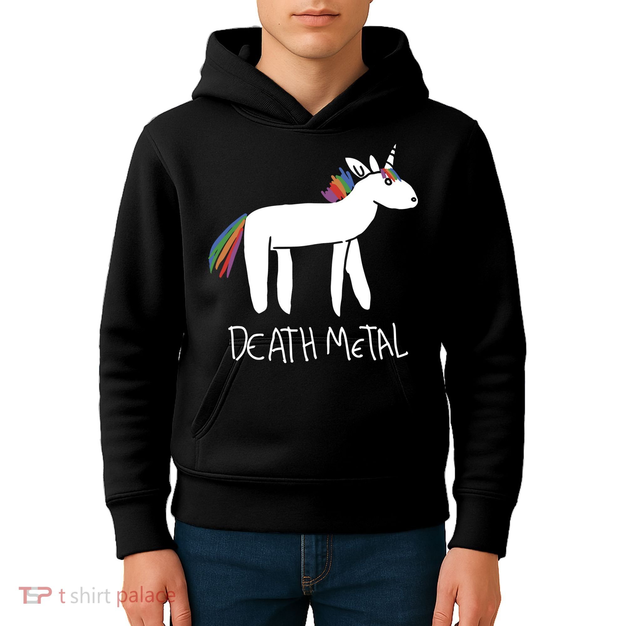 Death Metal Unicorn Rainbow Kids Hoodie
