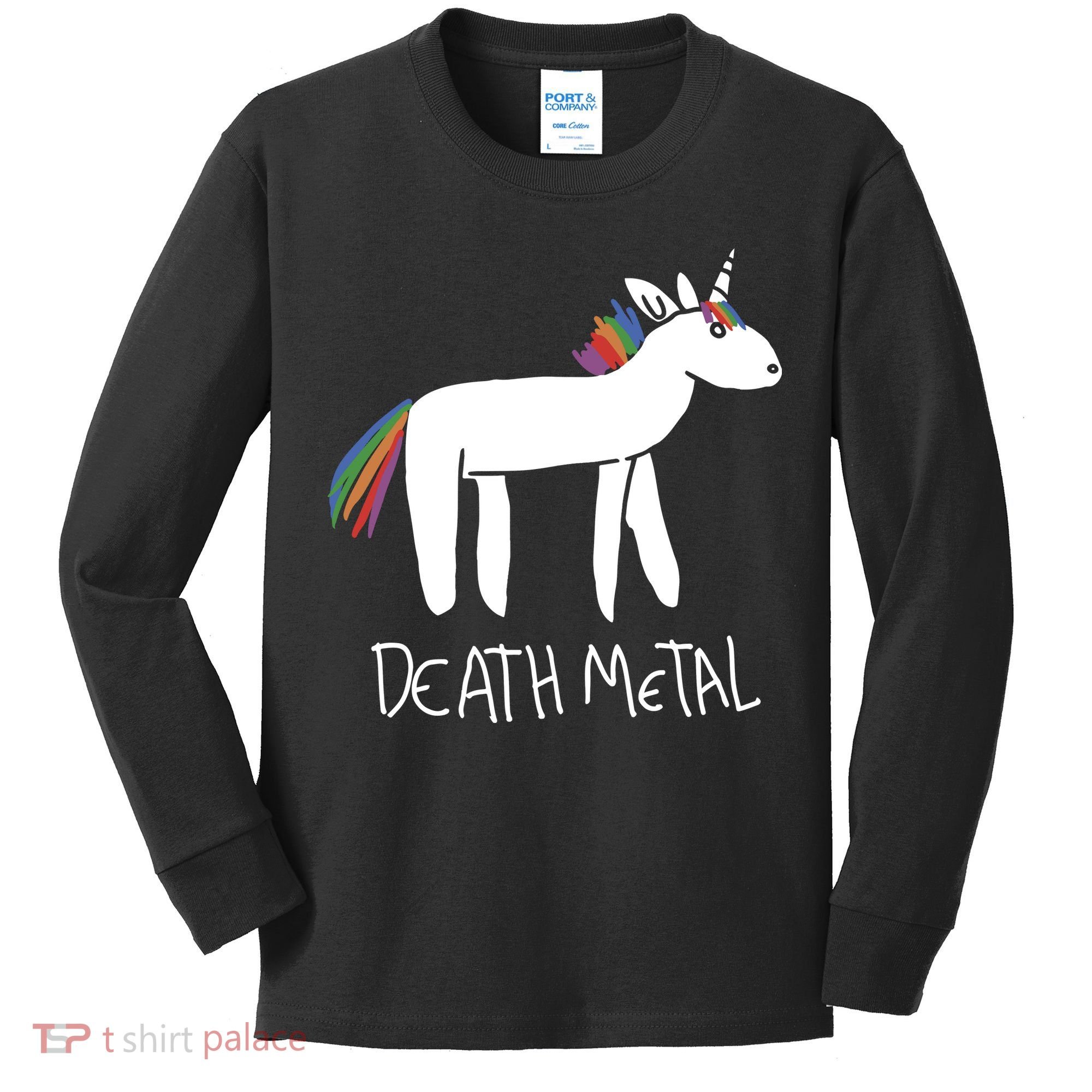 Death Metal Unicorn Rainbow Kids Long Sleeve Shirt