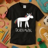 Death Metal Unicorn Rainbow Kids T-Shirt thumb 3