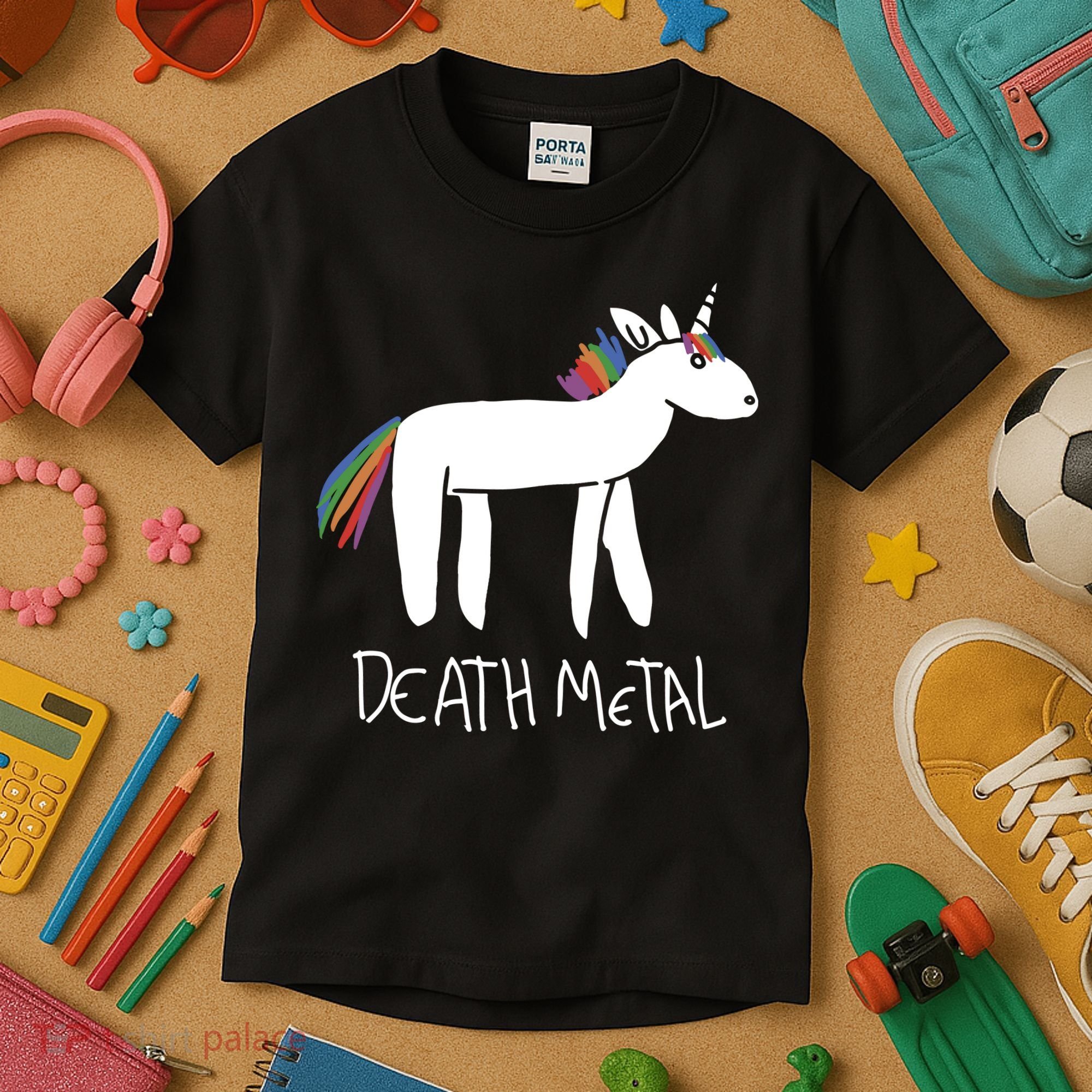 Death Metal Unicorn Rainbow Kids T-Shirt