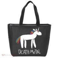 Death Metal Unicorn Rainbow Tote Bag thumb 0