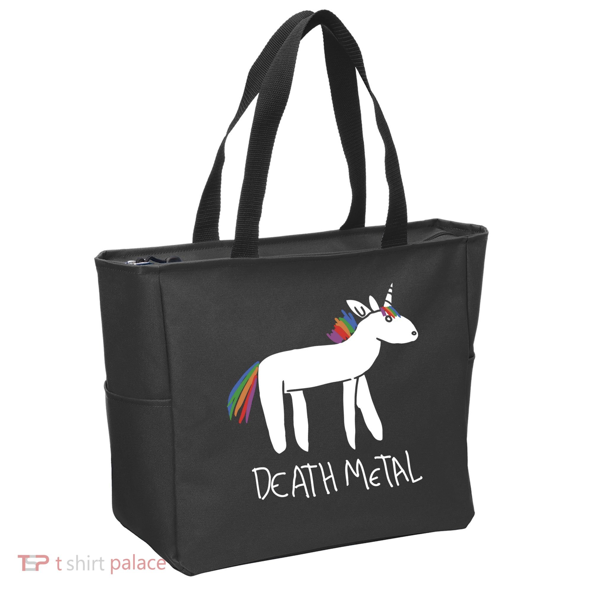 Death Metal Unicorn Rainbow Tote Bag