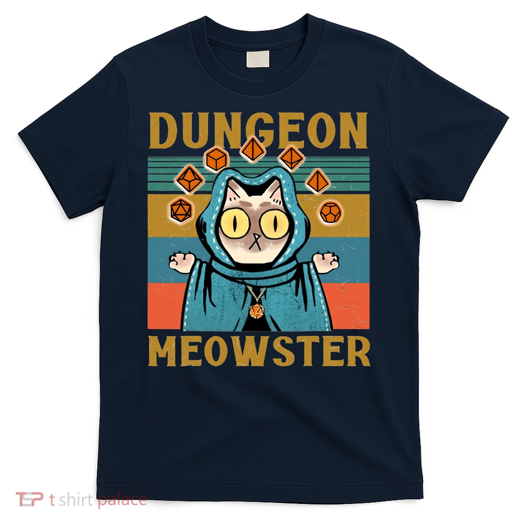 Dungeon Meowster Vintage Nerdy Gamer Cat T-Shirt