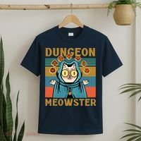 Dungeon Meowster Vintage Nerdy Gamer Cat T-Shirt thumb 2