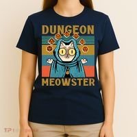 Dungeon Meowster Vintage Nerdy Gamer Cat T-Shirt thumb 4
