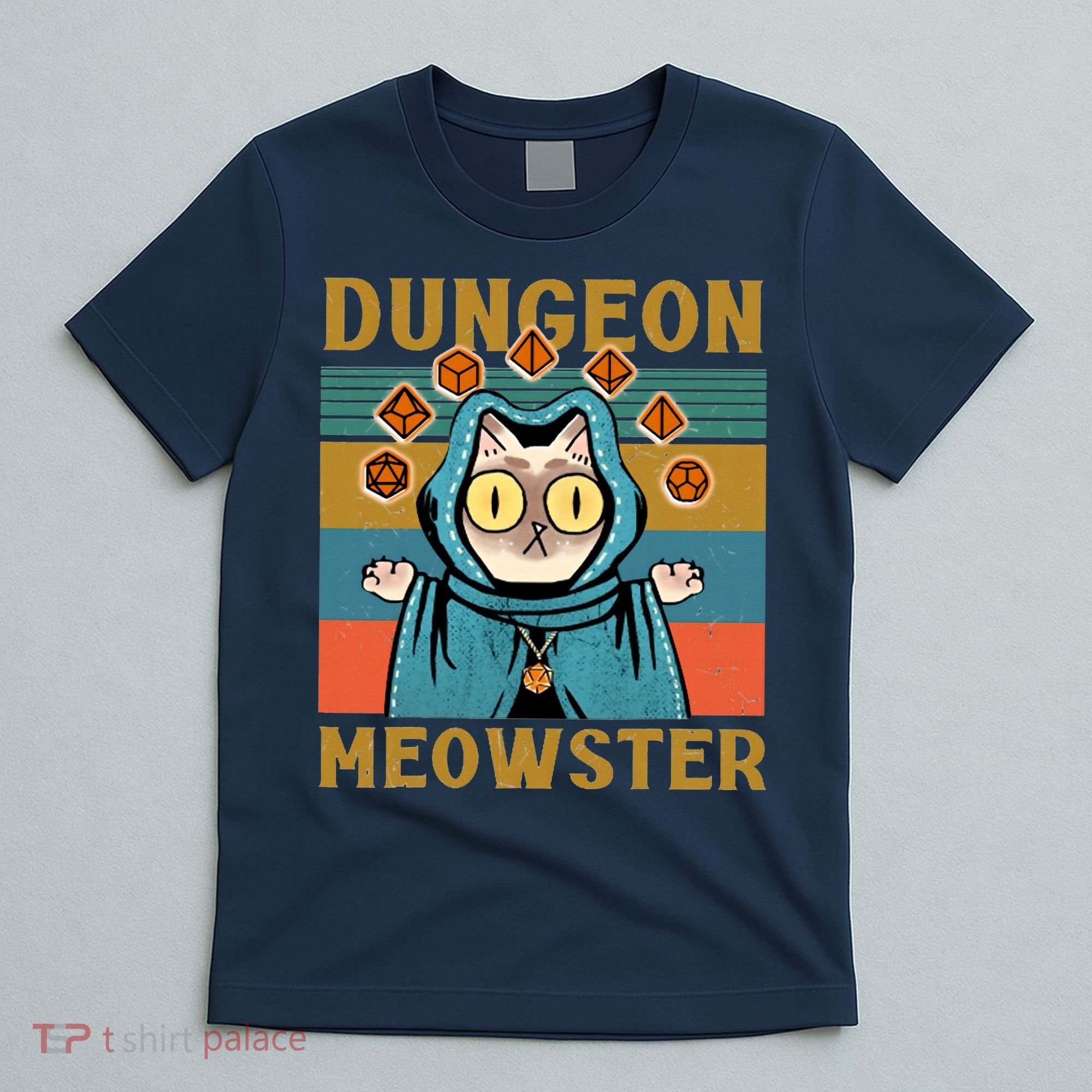 Dungeon Meowster Vintage Nerdy Gamer Cat T-Shirt