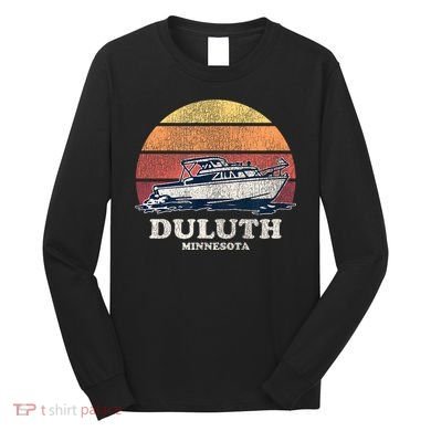 Duluth MN Vintage Boating 70s Retro Boat Long Sleeve Shirt