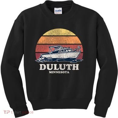 Duluth MN Vintage Boating 70s Retro Boat Kids Sweatshirt