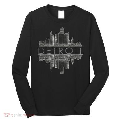 Detroit Mirrored Vintage Skyline Long Sleeve Shirt