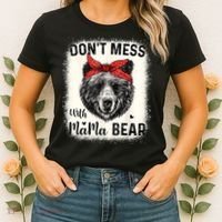Don't Mess With Mama Bear Funny Mom Bleached Mothers Day Women's T-Shirt thumb 2