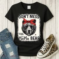 Don't Mess With Mama Bear Funny Mom Bleached Mothers Day Women's T-Shirt thumb 3