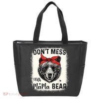 Don't Mess With Mama Bear Funny Mom Bleached Mothers Day Tote Bag thumb 0