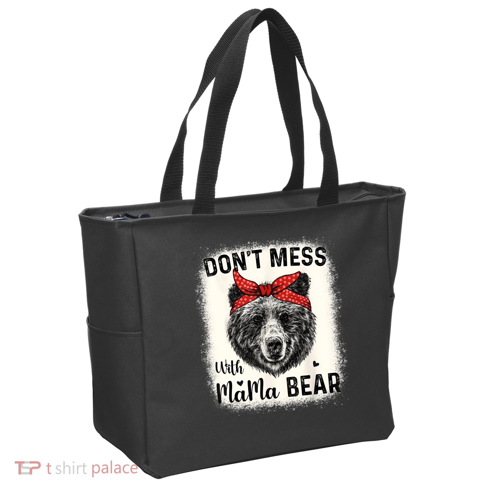Don't Mess With Mama Bear Funny Mom Bleached Mothers Day Tote Bag