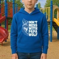 DonT Mess With Papa Wolf Dad For FatherS Day Great Gift Kids Hoodie thumb 2