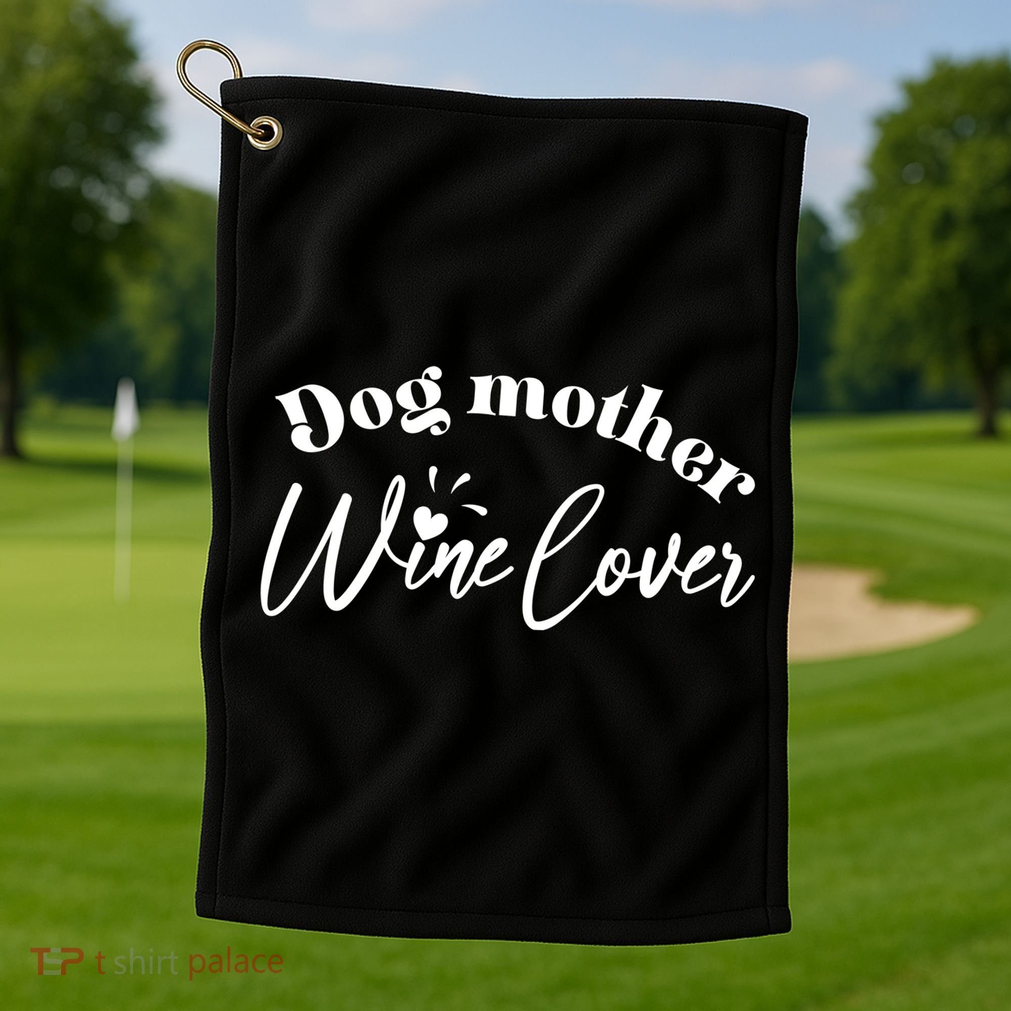 Dog Mother Wine Lover Cute Gift Golf Towel