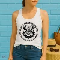 DonT Mess With Me My Brother Is A Marine Bulldog Women's Tank Top thumb 2