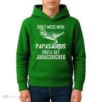 Don't Mess With Papasaurus Jurasskicked Kids Hoodie thumb 4