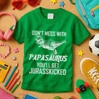 Don't Mess With Papasaurus Jurasskicked Kids T-Shirt thumb 3