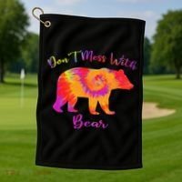Don't Mess with Mama Bear Funny Mother's Day Tie Dye Golf Towel thumb 1