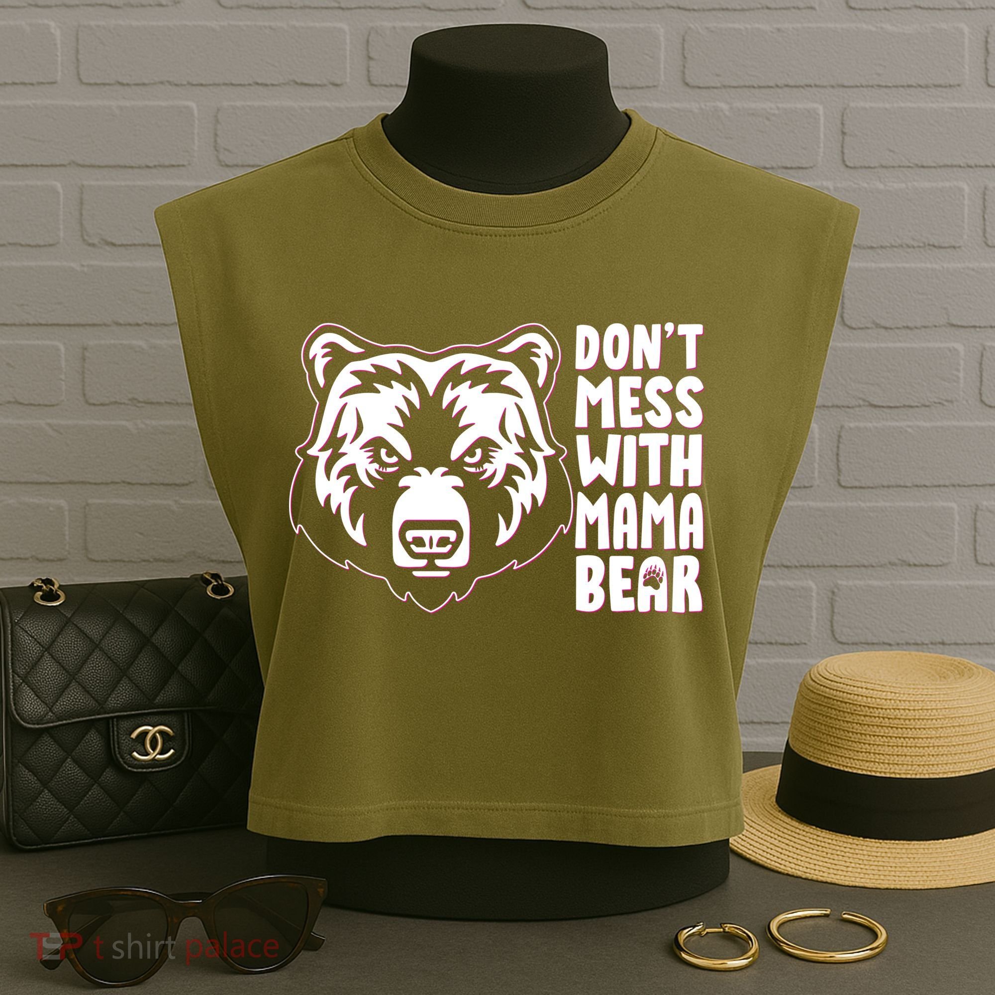 Dont Mess With Mama Bear Garment-Dyed Women's Muscle Tee