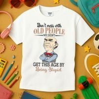 Don't Mess With Old People Old Man Kids T-Shirt thumb 3