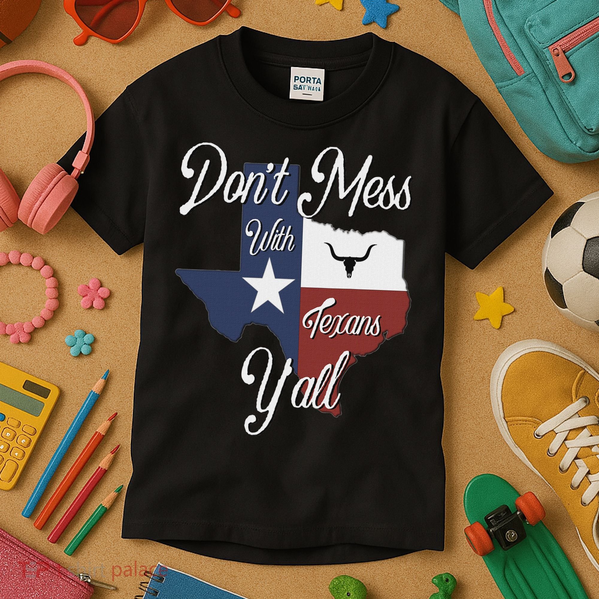 Don't Mess With A Texan Distressed Texas Kids T-Shirt