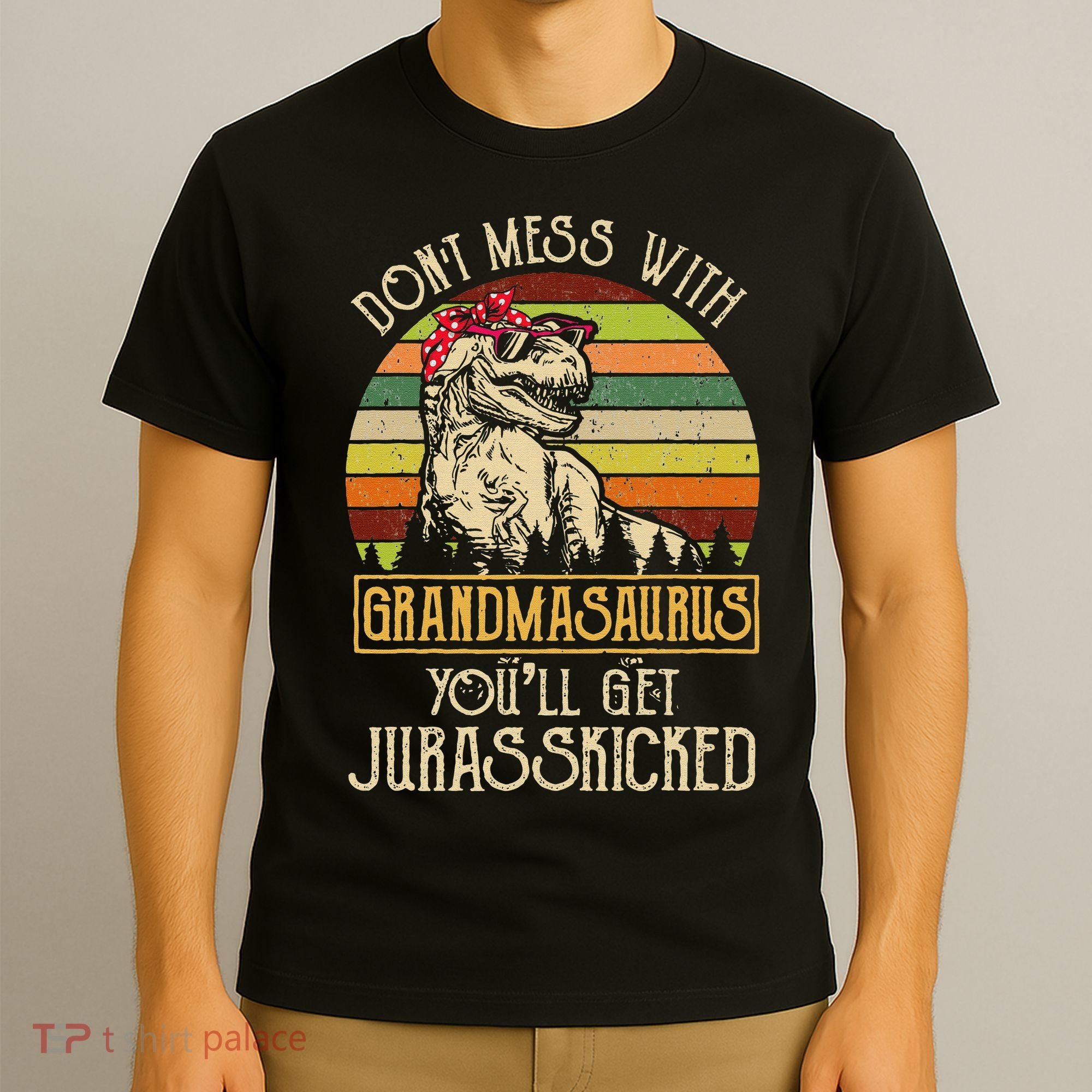 Don’t Mess With Grandmasaurus Funny Grandma Vintage T-Shirt