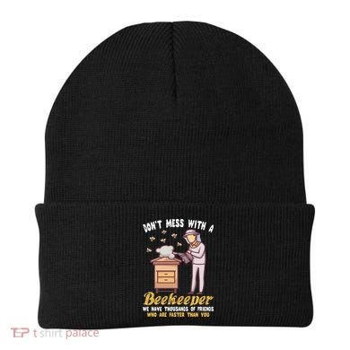 Don't Mess With A Beekeeper Funny Beekeeping Quote Beanie