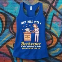 Don't Mess With A Beekeeper Funny Beekeeping Quote Women's Tank Top thumb 3
