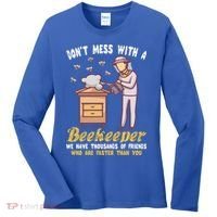 Don't Mess With A Beekeeper Funny Beekeeping Quote Women's Long Sleeve Shirt thumb 0