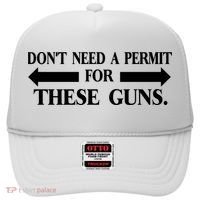 DON'T NEED A PERMIT FOR THESE GUNS FUNNY GYM Hat thumb 0