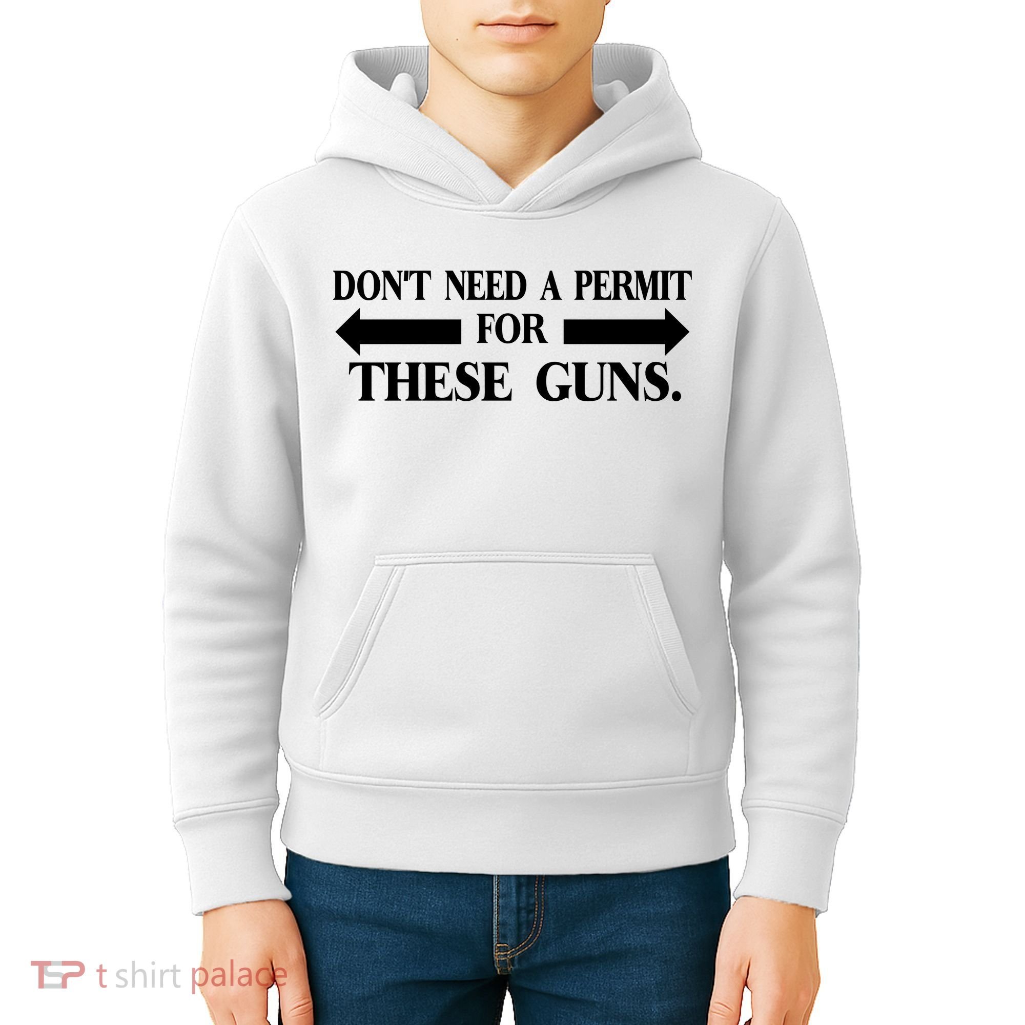 DON'T NEED A PERMIT FOR THESE GUNS FUNNY GYM Kids Hoodie
