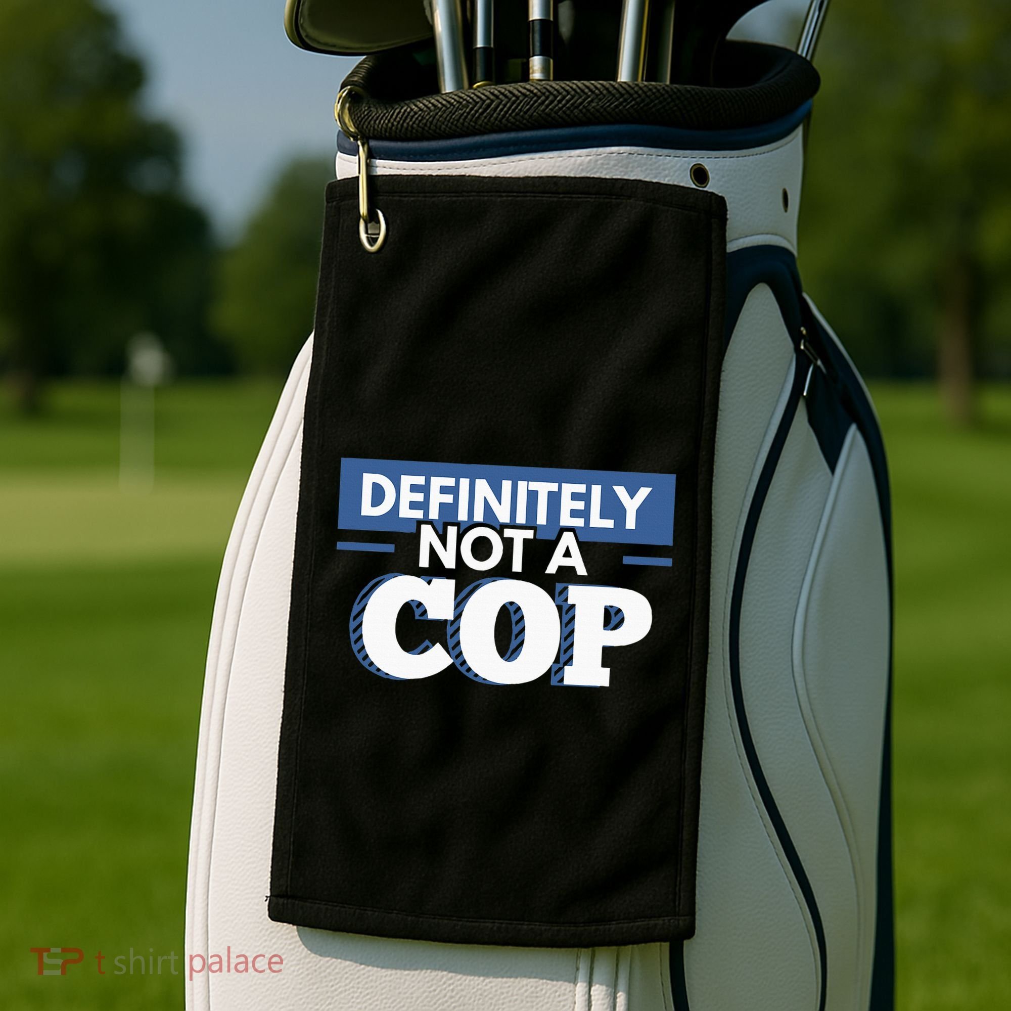 Definitely Not A Cop Funny Undercover Police Gift Golf Towel