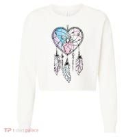 Dreamcatcher Native American Feathers Boho Dream Catcher Cropped Pullover Crew thumb 0