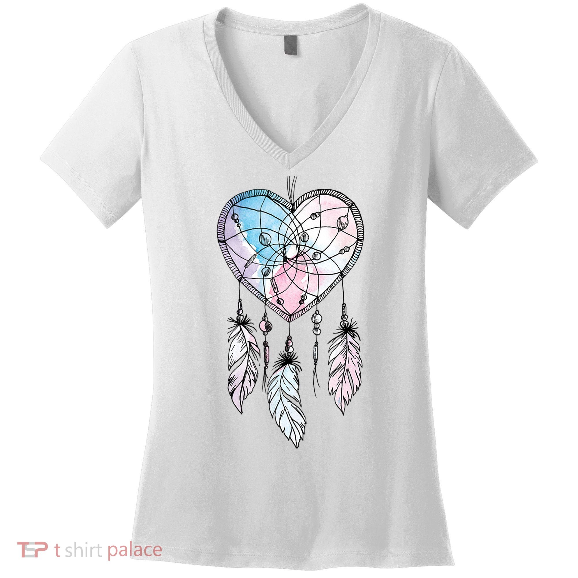 Dreamcatcher Native American Feathers Boho Dream Catcher Women's V-Neck T-Shirt